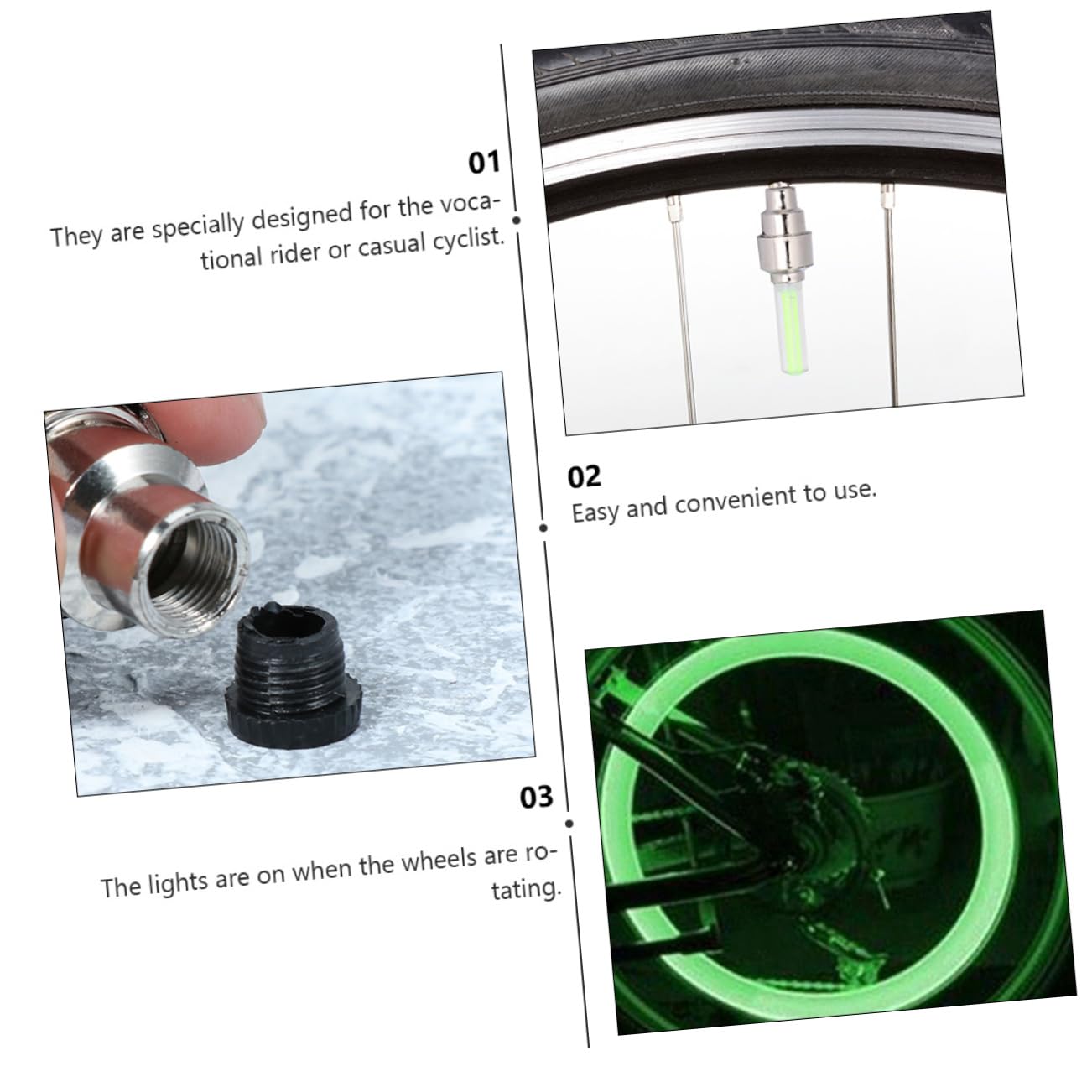 BESTonZON 4Pcs Colorful LED Bike Wheel Lights Scratch Valve Stem Lights Easy Install Bicycle Wheel Light for Casual Riders and Vocational Cyclists