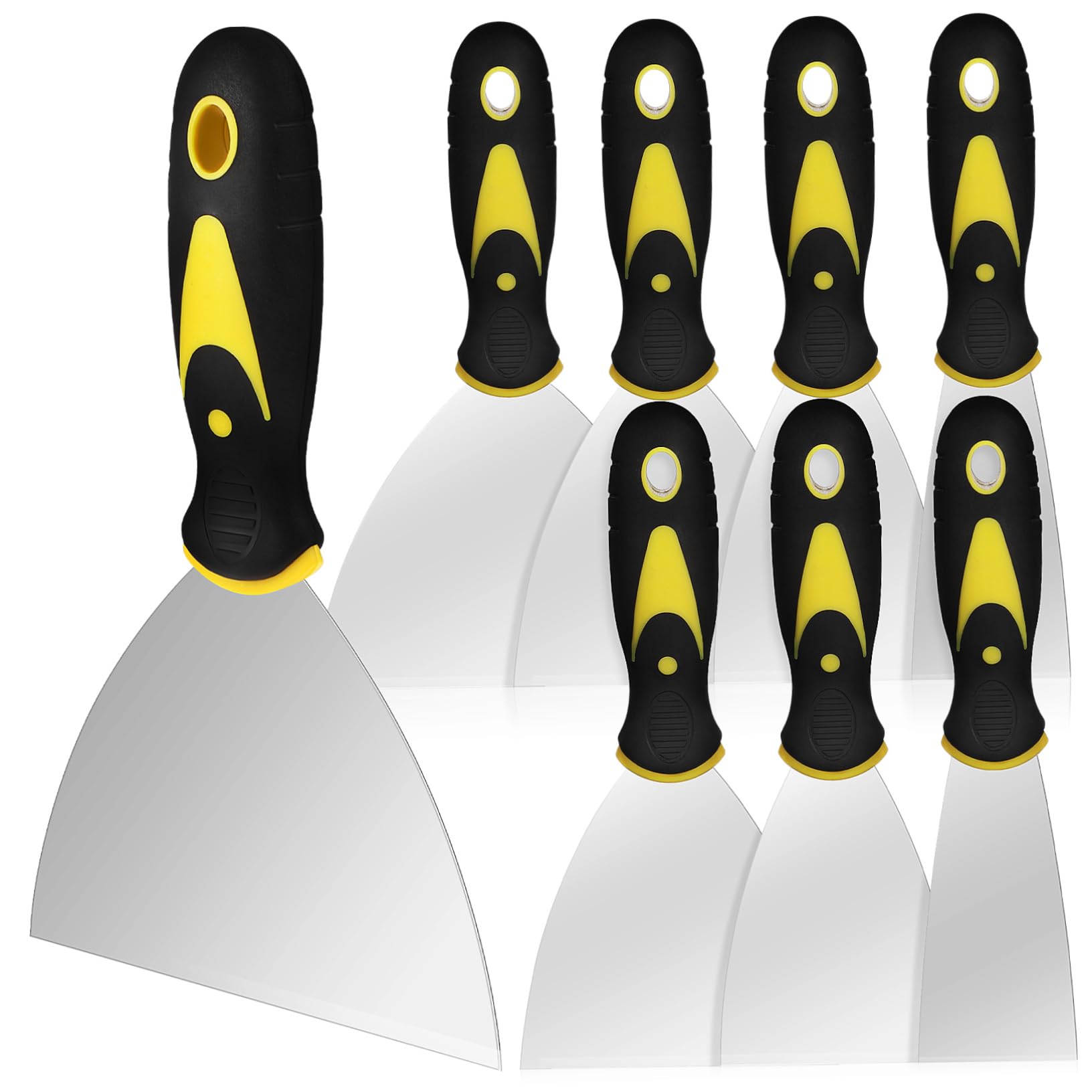 NUOBESTY 8 Stück Edelstahl Spachtelset Mit Griff Flexibler Malerspachtel Für Trockenbau Farb Und Kittentfernung Wandspatel Für Glatte Oberflächen Handwerker Werkzeug