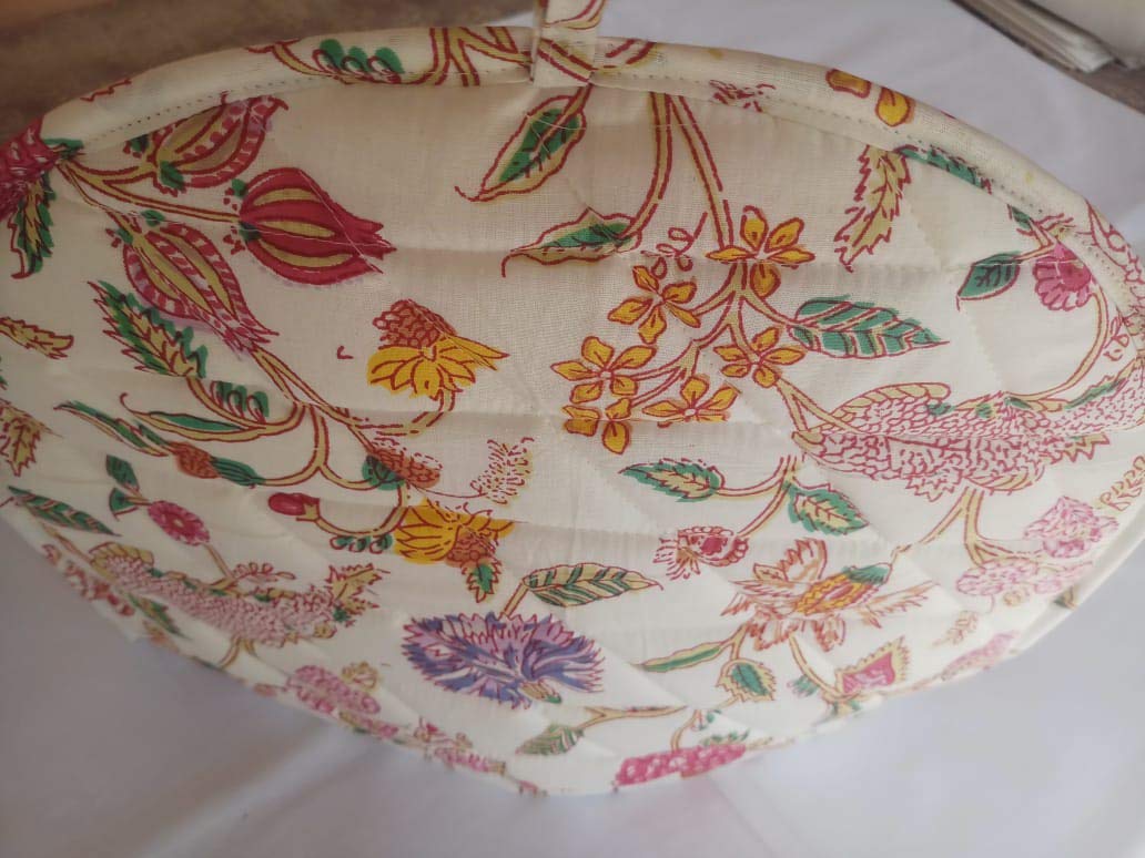 Fashionmart Mandala Tea Cozy Cover White Hand Block Winter Tea Cozy Cotton Tea Kettle Warmer Pot Cover Hot Coffee Cover Handamde Kitchen Décor 3