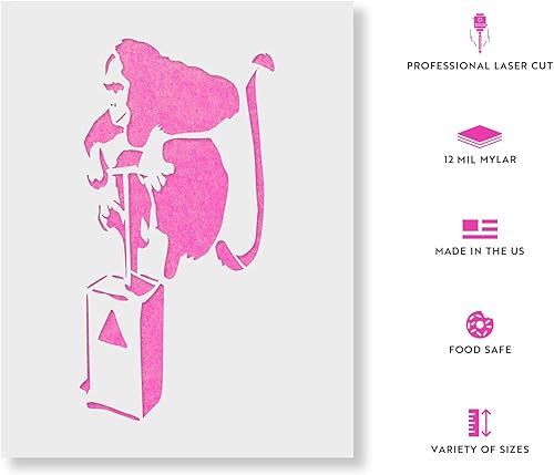 Miniatura 2 de Plantilla de monkey Bomb Banksy - Arte de pared de Banksy, impresiones de Banksy, plantilla de graffiti, arte de Banksy, lienzo de Banksy