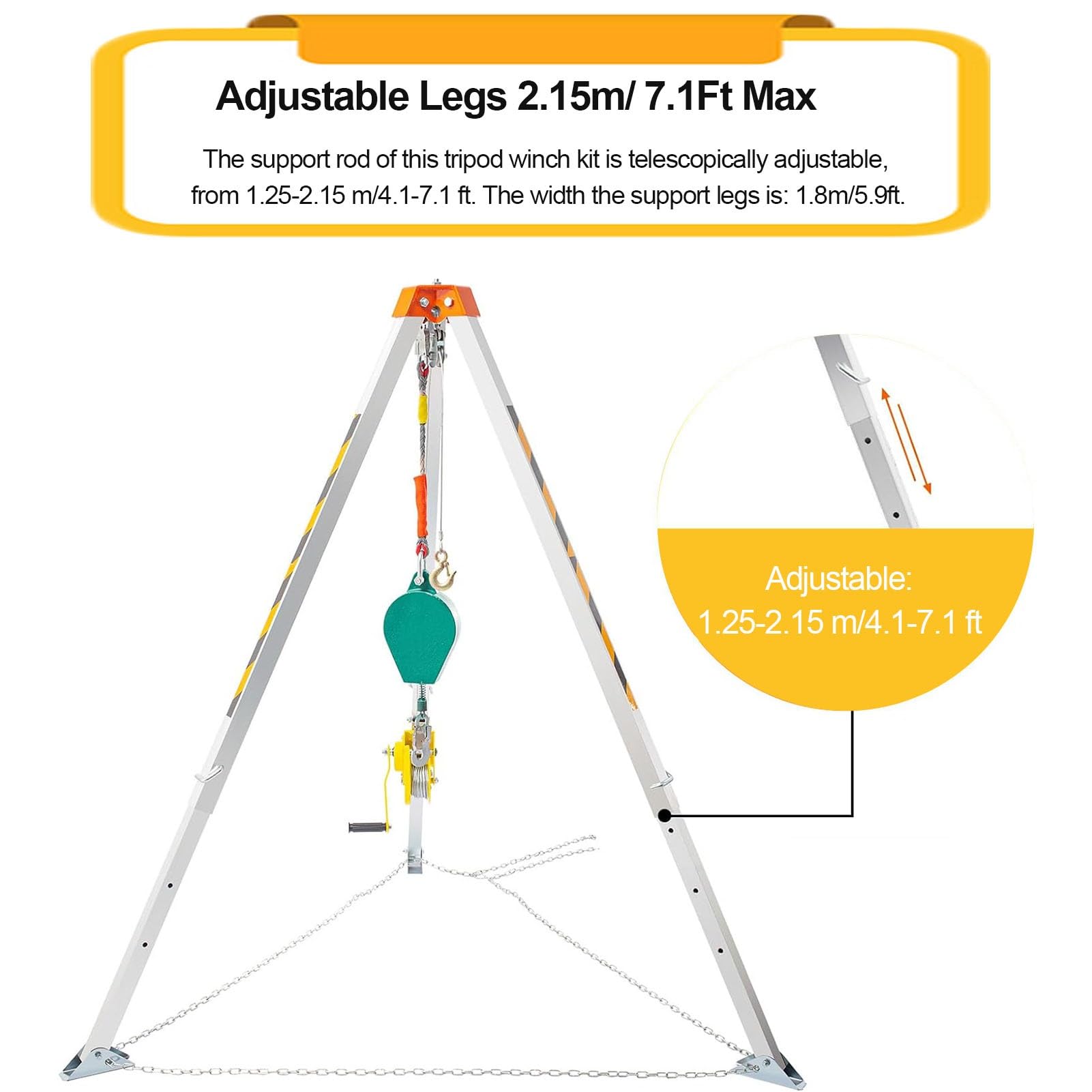 Trípode de rescate Industrial Kit De Trípode Para Espacios Confinados, Portátil Plegable Sistema De Rescate De Emergencia, Con Arnés De Seguridad Anticaídas, Para Pozo Alcantarillado Tubería Subterrán