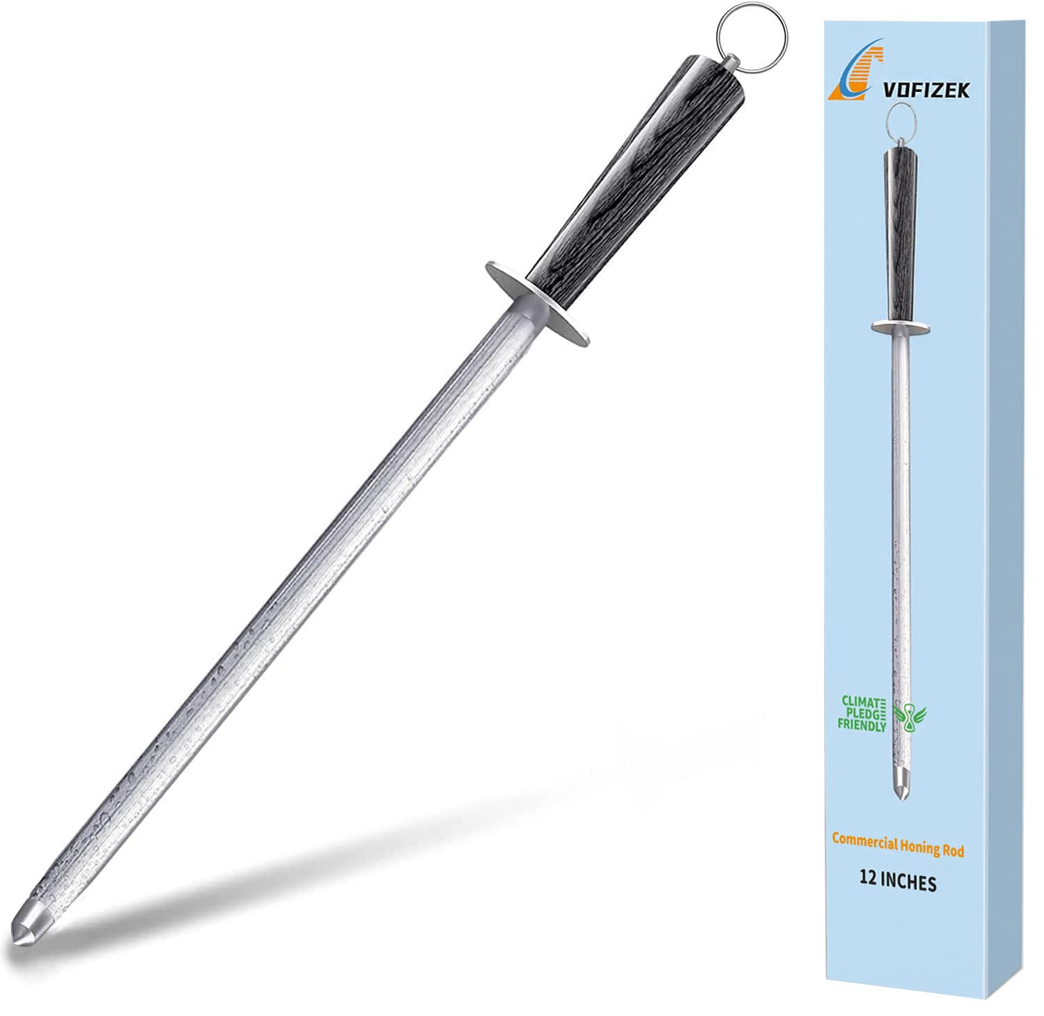 Honing Rod 12 Knife Sharpener Rod Knife Sharpening Steel Rod Adopt 66HRC Hard Alloy Steel Material With Rosewood