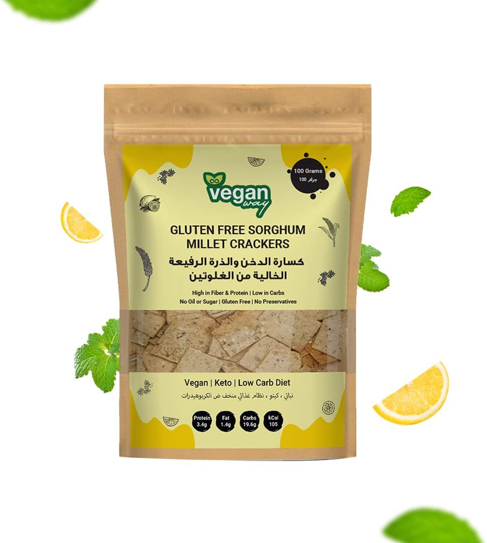 Vegan Way Sorghum-Millet Crackers | Baked, Vegan, Gluten Free, Sugar-Free, Soy Free, Rice Flour Free, Nut Free | (100Gms) paleo-friendly snack
