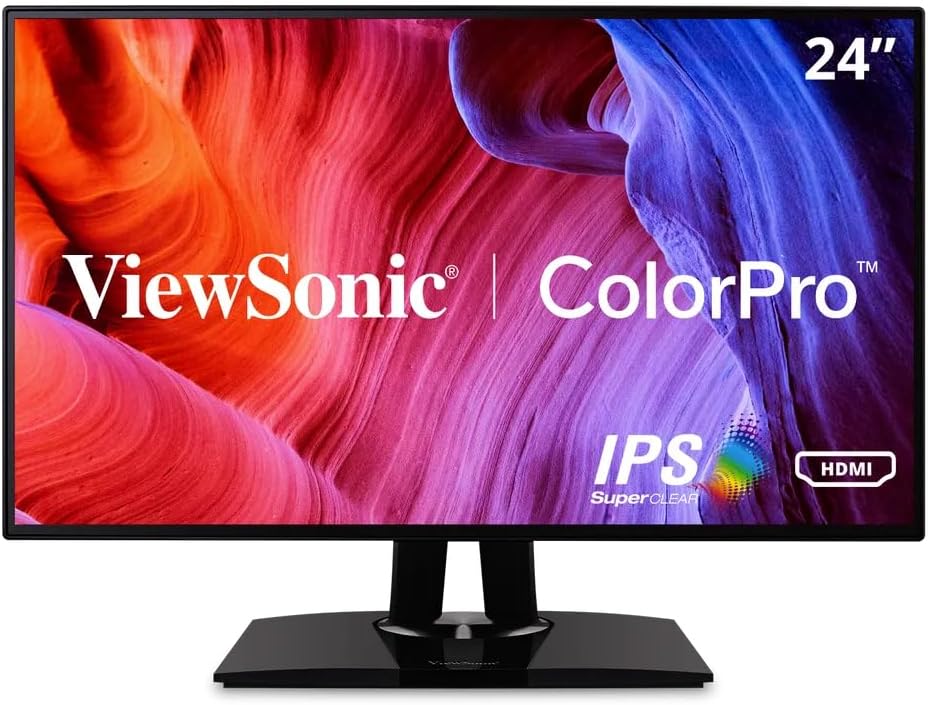 ViewSonic VP2468 24-Inch Premium IPS 1080p Monitor with Advanced Ergonomics, ColorPro 100% sRGB Rec 709, 14-bit 3D LUT, Eye Care, HDMI, USB, DP Daisy Chain for Home and Office