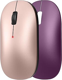 TECKNET Slim Wireless Mouse, 2.4G Silent Cordless Mouse With 3 Adjustable DPI Levels, Up to 3200 DPI, Track on Glass, Quiet Clicks, Windows, Linux, Chrome, 2 Shells (Purple)