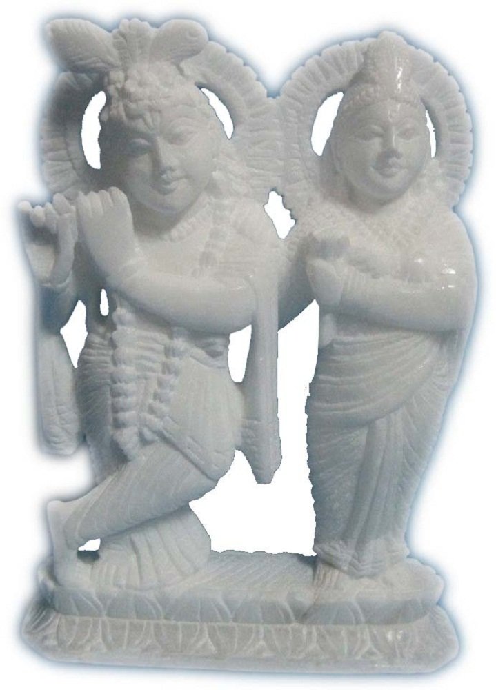 White Marble Radha Krishna Iskon Statue Deities Lord Sculpture-From Vrindavan