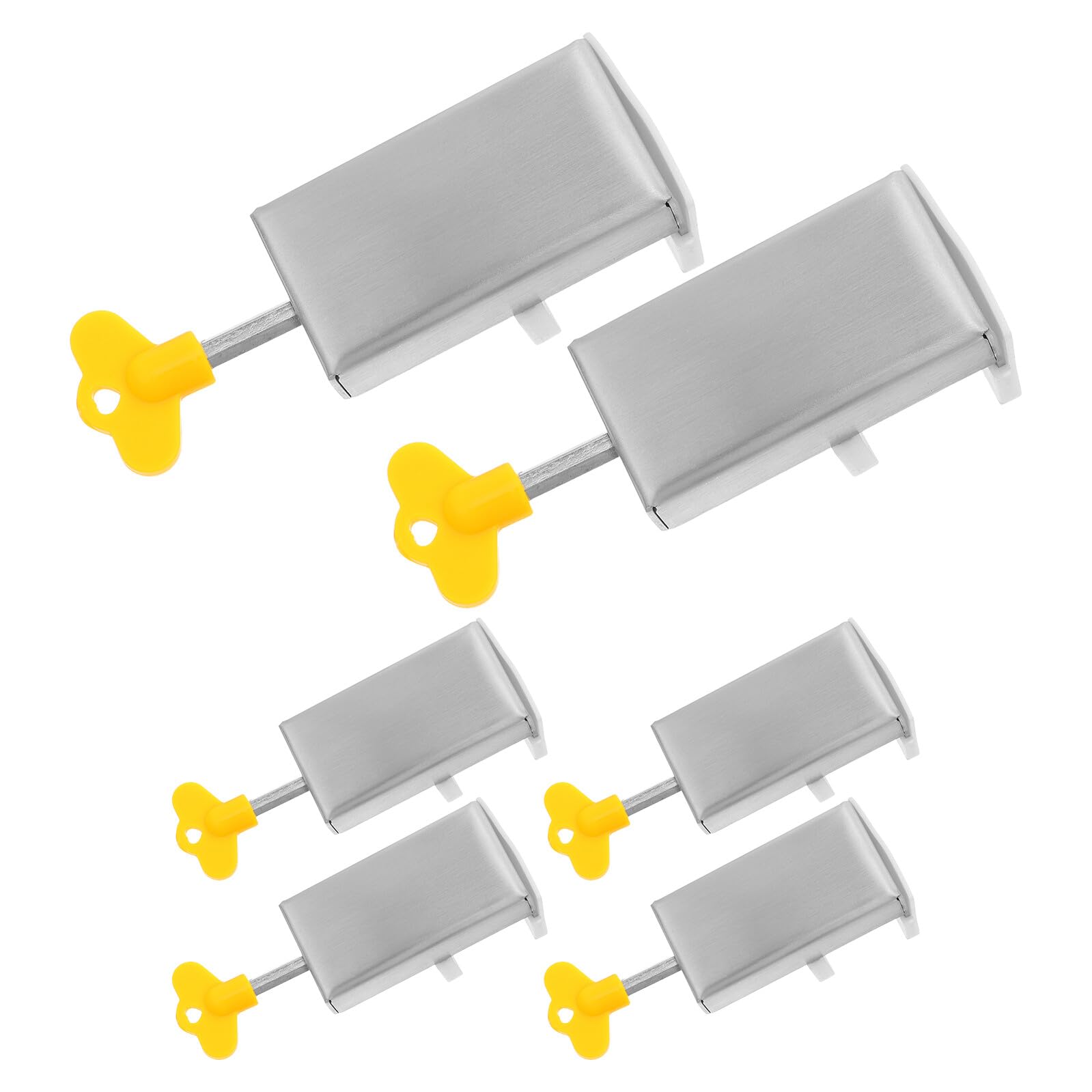 Ciieeo Cerraduras para Ventanas Correderas de Acero Inoxidable 6 Unidades, Limitadores de Seguridad a Prueba Puertas y Ventanas Verticales y Horizontales, Pestillos Llave para Bloqueo