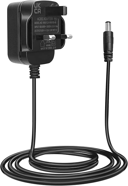 Guitar Pedal Power Supply Adaptor 9V DC 1A Center Tip Negative Power Source Charging Adapter Wall Charger Plug for Electric Guitar Bass Stompbox Effects Pedal and Casio Keyboard Noise Reduction 4.92ft