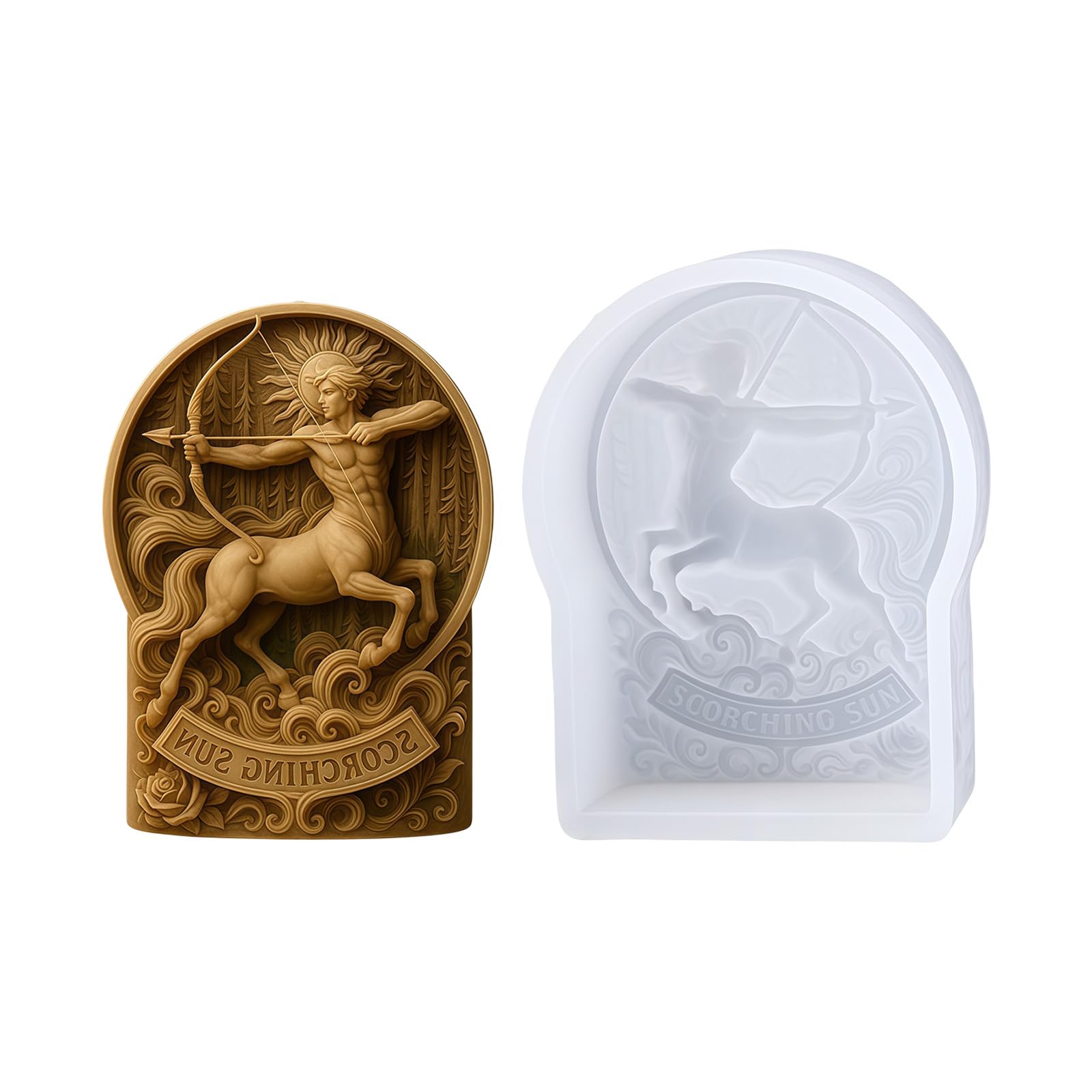 NVOQILIN Centaur Archer Carving Silicone Molds Food Safe Silicone for Soap Home Decoration Resin Casting Elastomer Cast