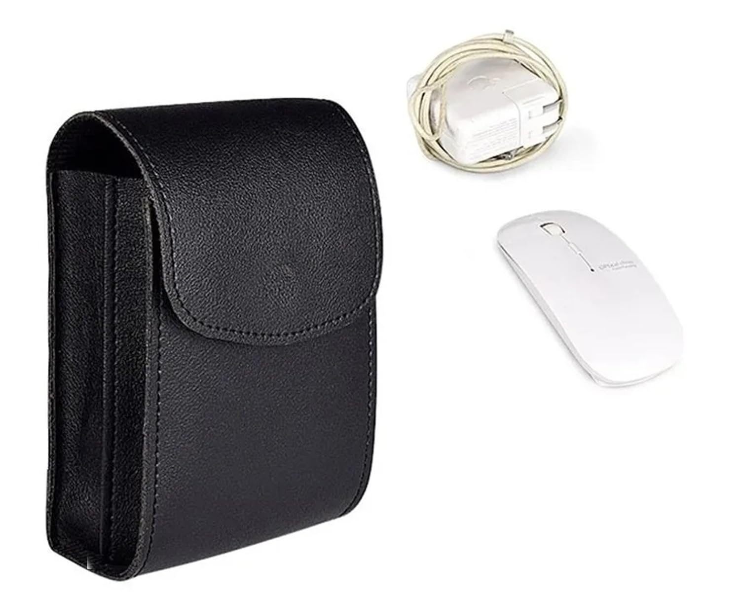 JeJos™ PU Leather Double Layer Storage case for Wireless Bluetooth Magic Mouse Apple Laptop Charger Adapter (Black) (B0CQKJTDWZ) Amazon Price History, Amazon Price Tracker