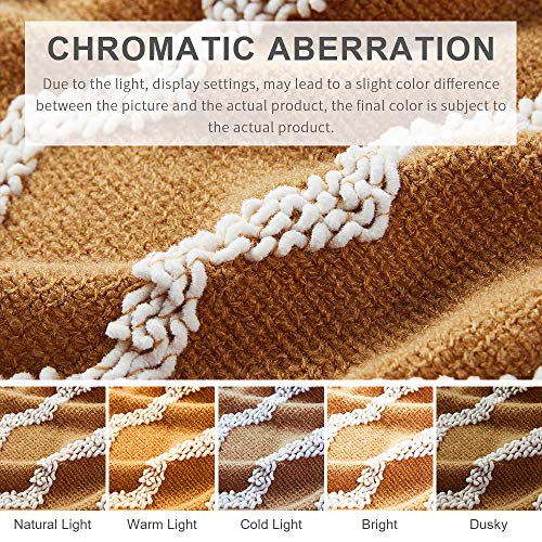 Bourina Fluffy Chenille Knitted Fringe Throw Blanket Lightweight Soft Cozy For Bed Sofa Chair Throw Blankets, Dark Gold 50" X 60" #TOP6