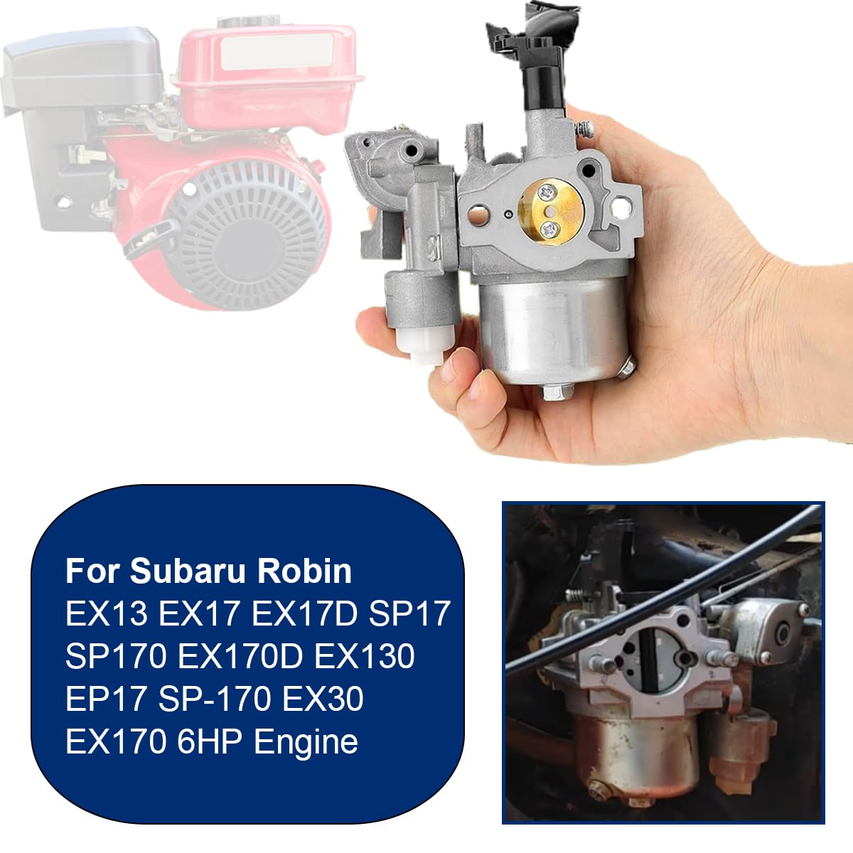 ZAMDOE Carburateur de Remplacement pour Subaru Robin EX13 EX17 EX17D SP17 SP170 EX170D EX130 EP17 6HP pour 277-62301-30 277-62302-50 277-62301-60 20A-62361-00 277-62302-30 EX170D50320 EX170D50321