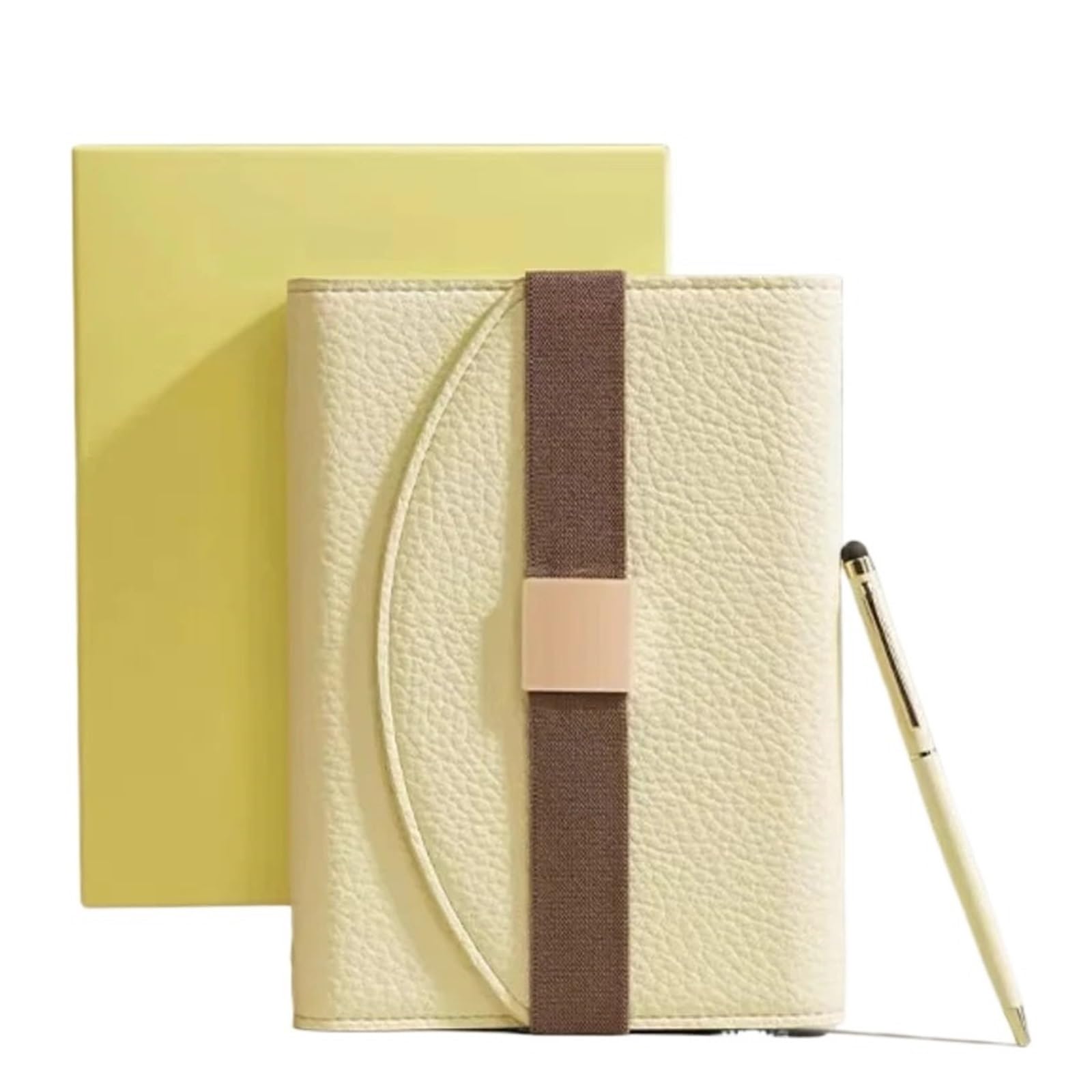 Confezione regalo di diario for notebook con raccoglitore in pelle PU A5 A6 | Diario pianificatore organizzatore riunione record ufficio aziendale blocco note a fogli mobili(Yellow,A6)