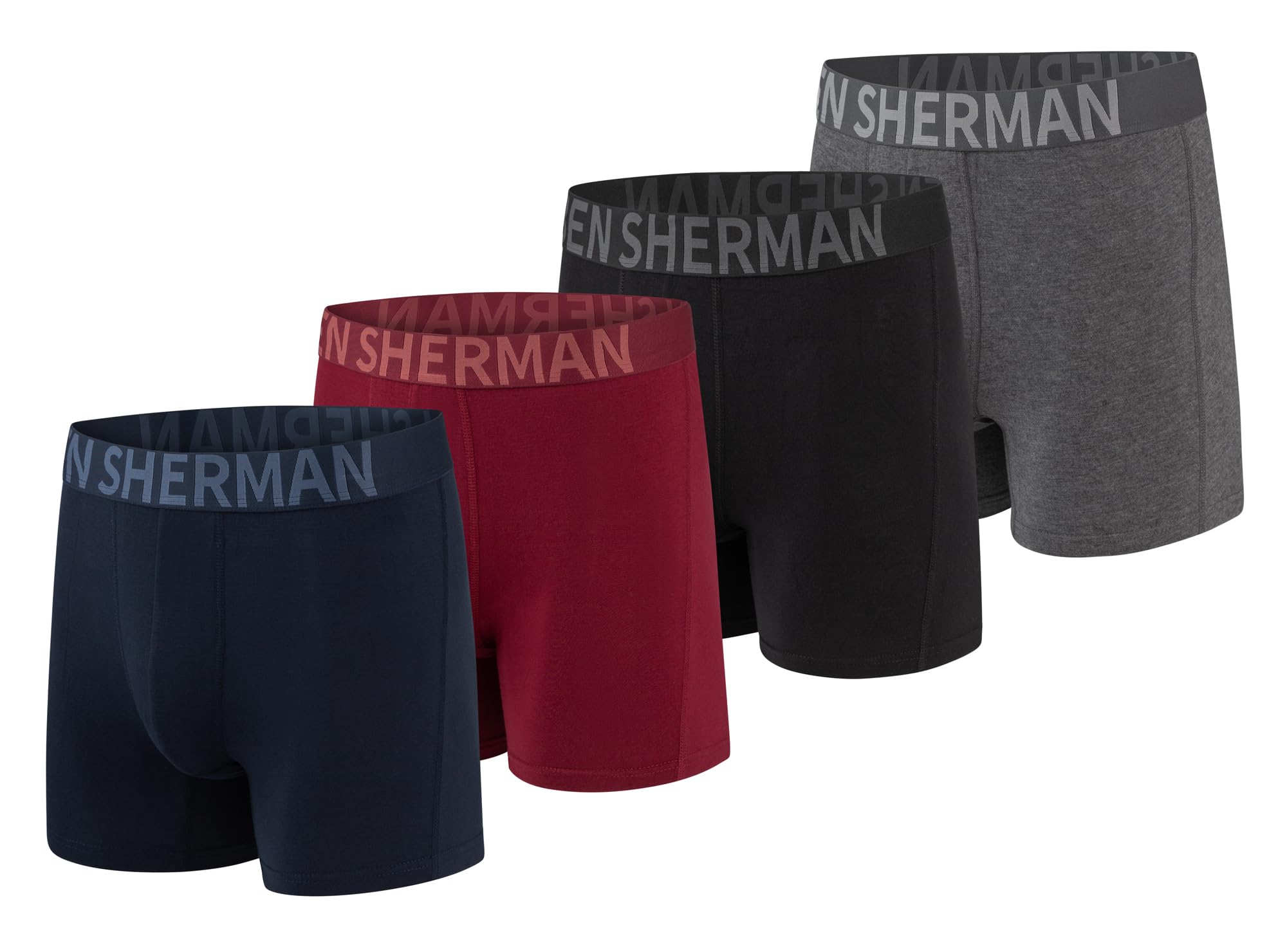 Ben Sherman Men's Micro Modal Boxer Briefs Underwear Lux Modal Moisture Wicking, Ultra Soft, Breathable & Comfortable, Navy/Red/Black/Grey, XL