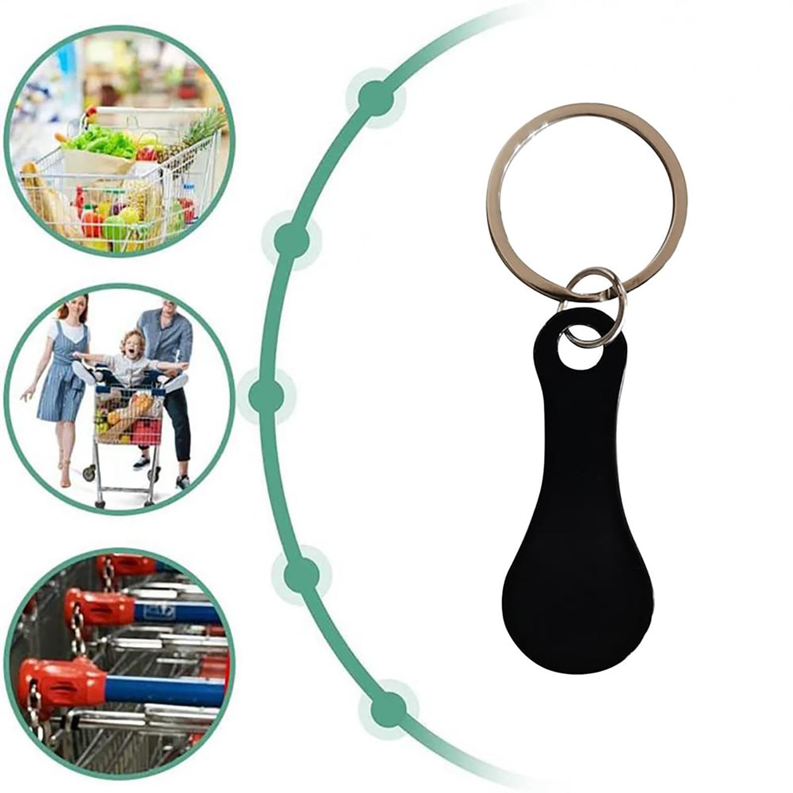 Portachiavi con Gettone per Carrello della Spesa in Metallo 2D Personalizzato, Serrature per Carrelli Supermercato, Anello Portachiavi con Gettone 2x2