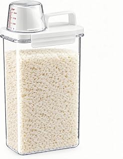 Rice Storage Container, 3-5 Lbs Cereal Containers Storage, Rice Dispenser | Airtight Dry Food Container Bin for Kitchen Pantry Storage, Pet Dog Cat Food Dispenser with Measuring Cup,White