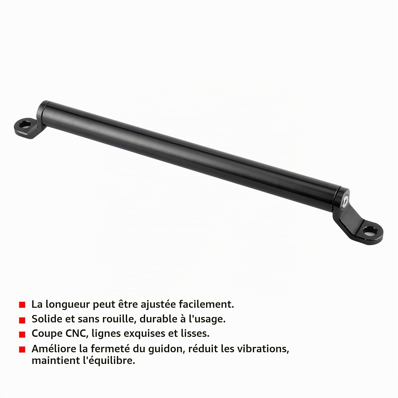 Rallonge de guidon de renfort de barre transversale efficace nécessaire en alliage d'aluminium pour quad pour les scooters pour les vacances en cyclomoteur(black)