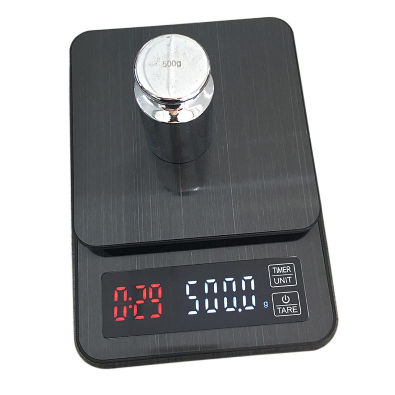 Báscula Digital para Alimentos con Temporizador y Pantalla LED Grande, Capacidad 5kg, Adecuado para Cocinar y Hornear con Sensores de Alta Precisión