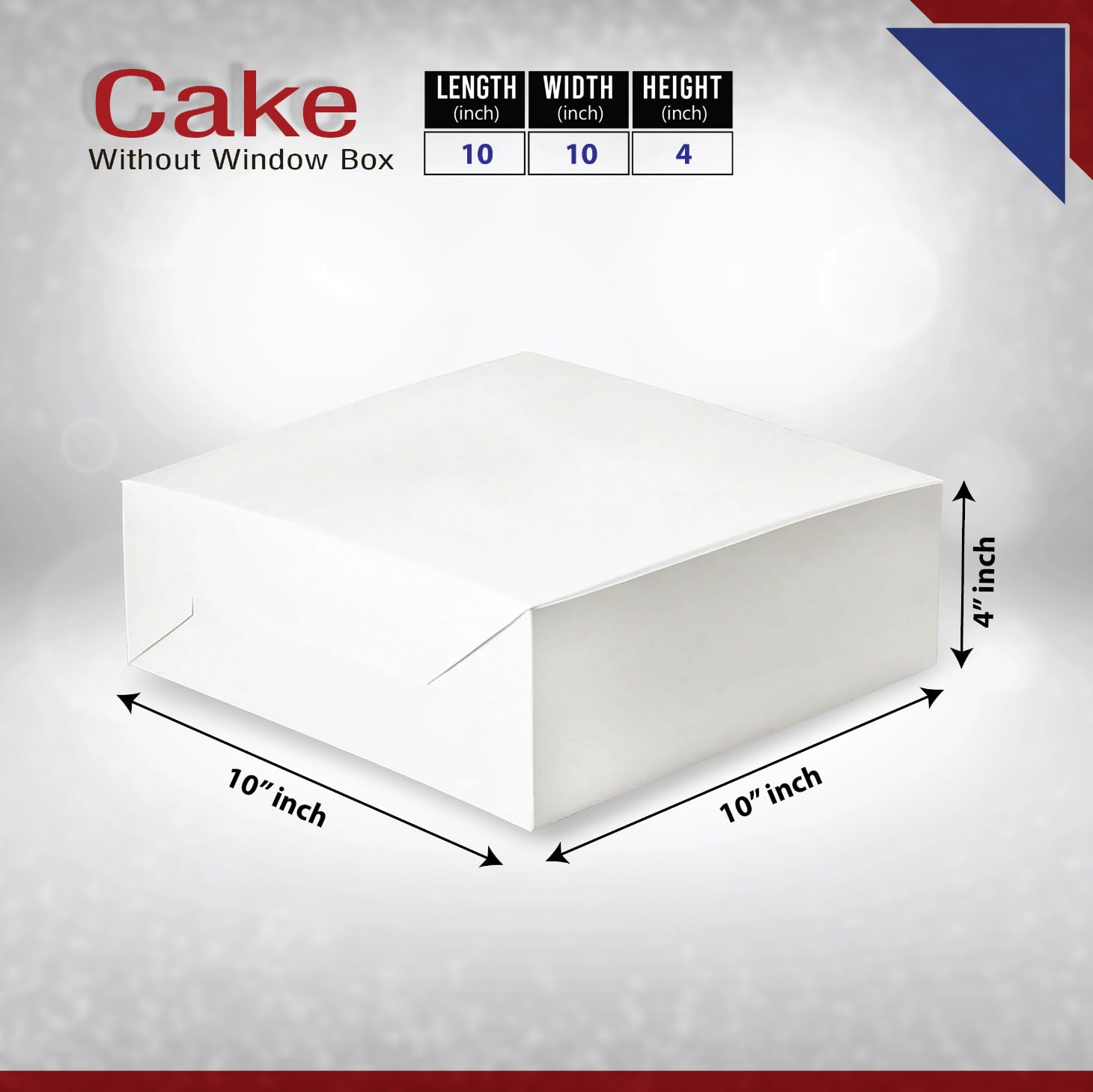 Tennessee IMPEX Cake Boxes (10 x 10 x 4) inch [Pack of 25]. Take Out Packaging for Cakes, Cupcakes, Pies, Donuts and Treats.,