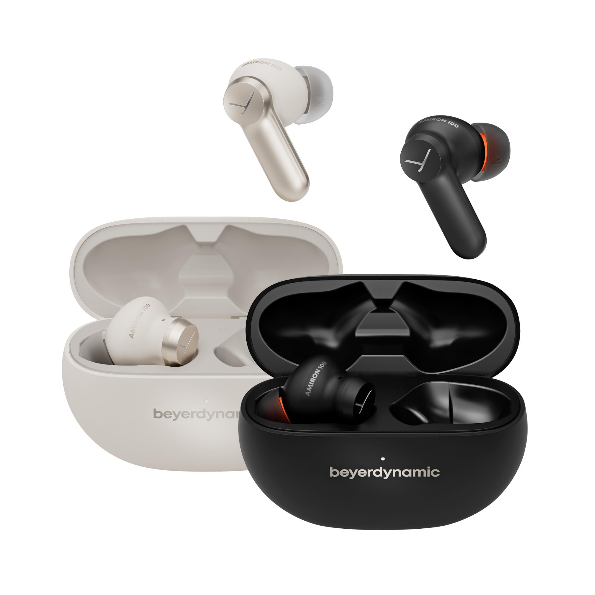 beyerdynamic AMIRON 100 Écouteurs True Wireless avec réduction du Bruit, Autonomie de 27 Heures, Mode Transparence, Bluetooth® 5.3, Design Compact Noir