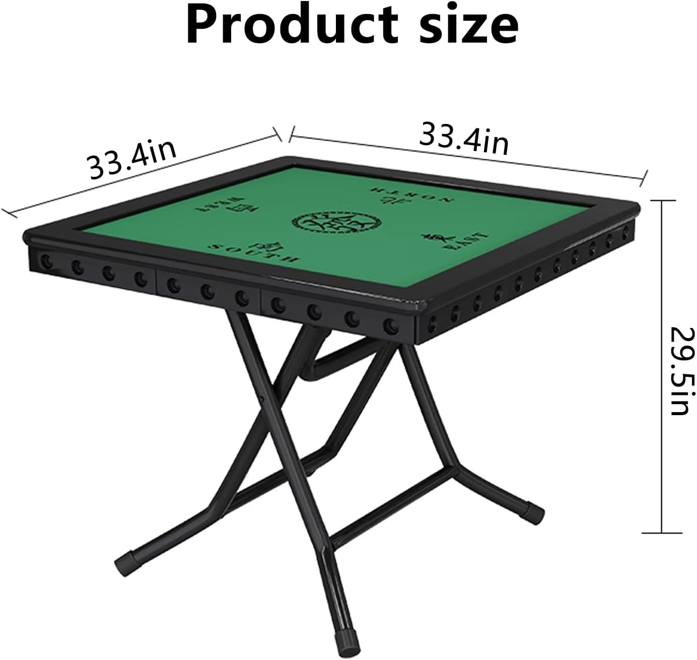 Folding Mahjong Table,33" Foldable Table with Green Playing Surface and Drawer,Portable Majong for Mahjong,Domino,Poker,Card Game