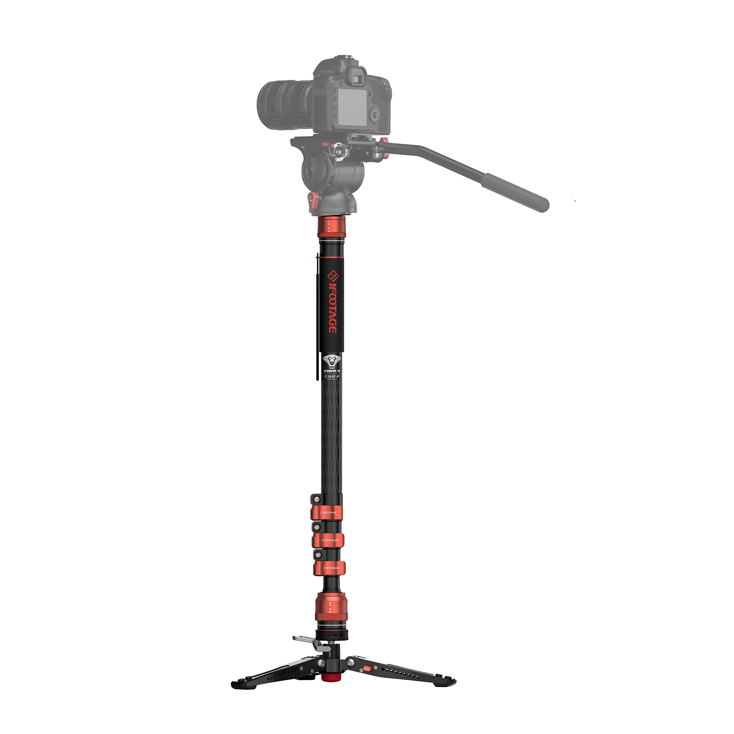 IFOOTAGE Cobra 3 C180F-P Camera Monopod with Pedal Locking Control,Video Monopod??îProfessional Photography Tripod Monopod Suitable for SLR Cameras and Camcorders Carbon Fiber (71")