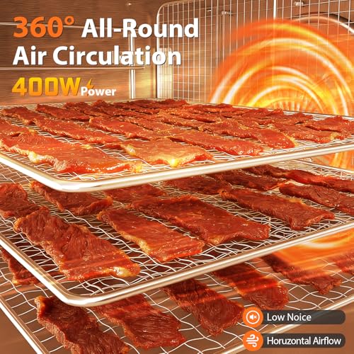 Image of Food Dehydrator - 5 Stainless Steel Trays Dryer Machine with 194℉ Temperature Control & Adjustable Timer, 400W Meat Dehydrator for Jerky, Fruit, Veggies, Dog Treats, 50 Recipes Book Included