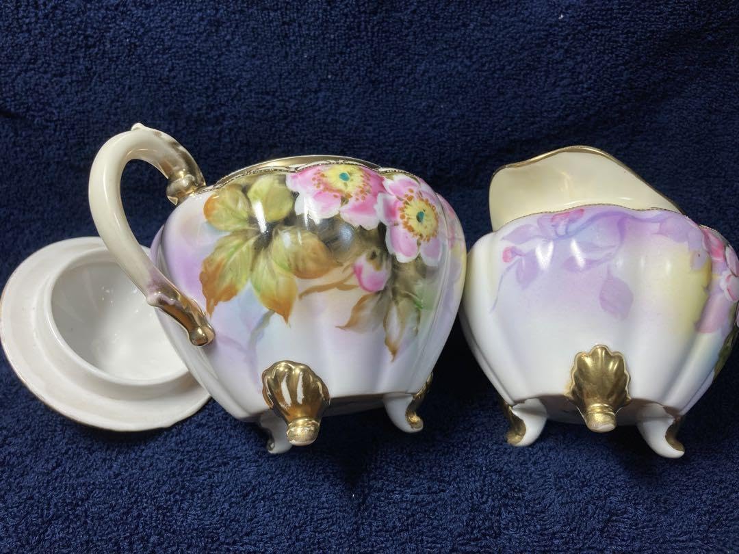 Amazon.co.jp: 豪華 オールドノリタケ 金盛花柄のシュガーポット  