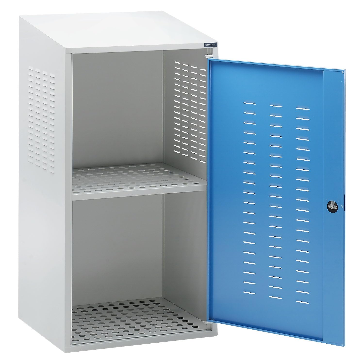 EUROKRAFT pro | Armadio per bombole | 1 anta, altezza posteriore 1600 mm, anteriore 1500 mm