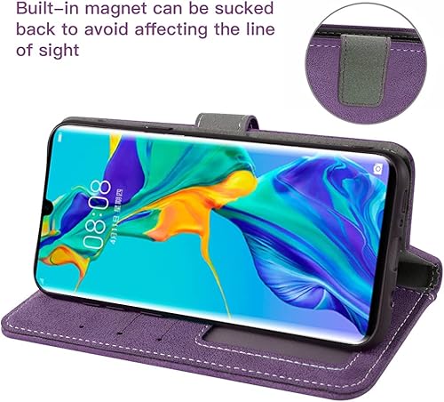 Miniatura 4 de Asuwish Compatible con Huawei P30 Pro Funda y protector de pantalla de vidrio templado Flip Cover titular de la tarjeta de crédito Soporte