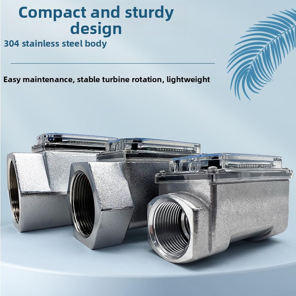Medidor de flujo electrónico de turbina de alta precisión para agua diesel de queroseno con pantalla dual y cuerpo de acero inoxidable 304 (1,5 pulgadas)