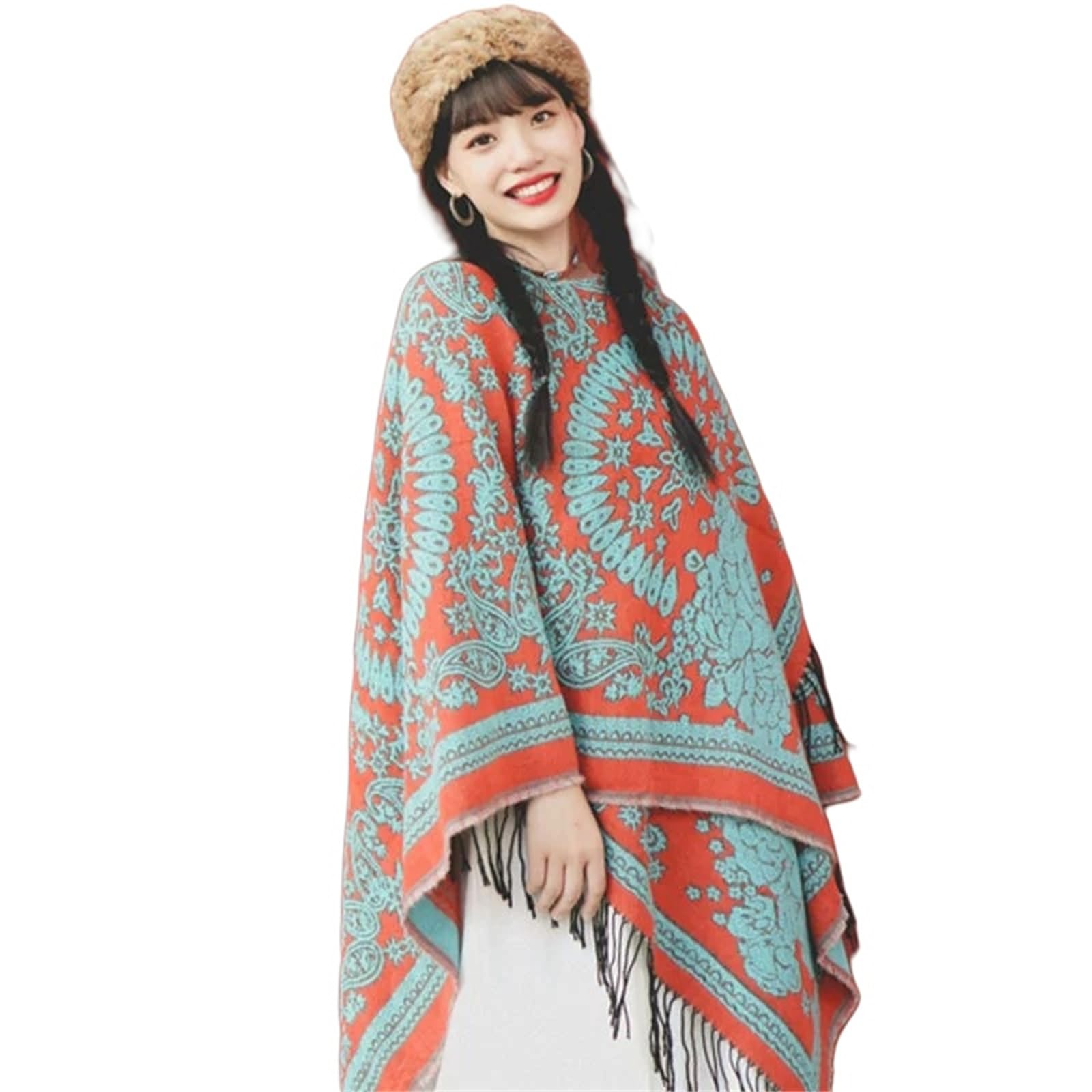 Capa poncho toalla playa transpirable bufanda protector solar gran chal mujer 8