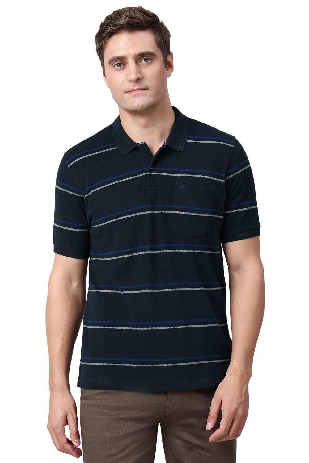 Men's Cotton-Polyester Dual-Tone Breton Polo Shirt – Casual Wear | Stylish & Comfortable-image-47