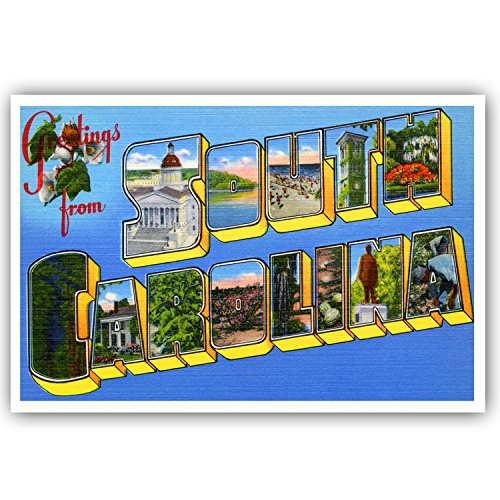GREETINGS FROM SOUTH CAROLINA vintage reprint postcard set of 20