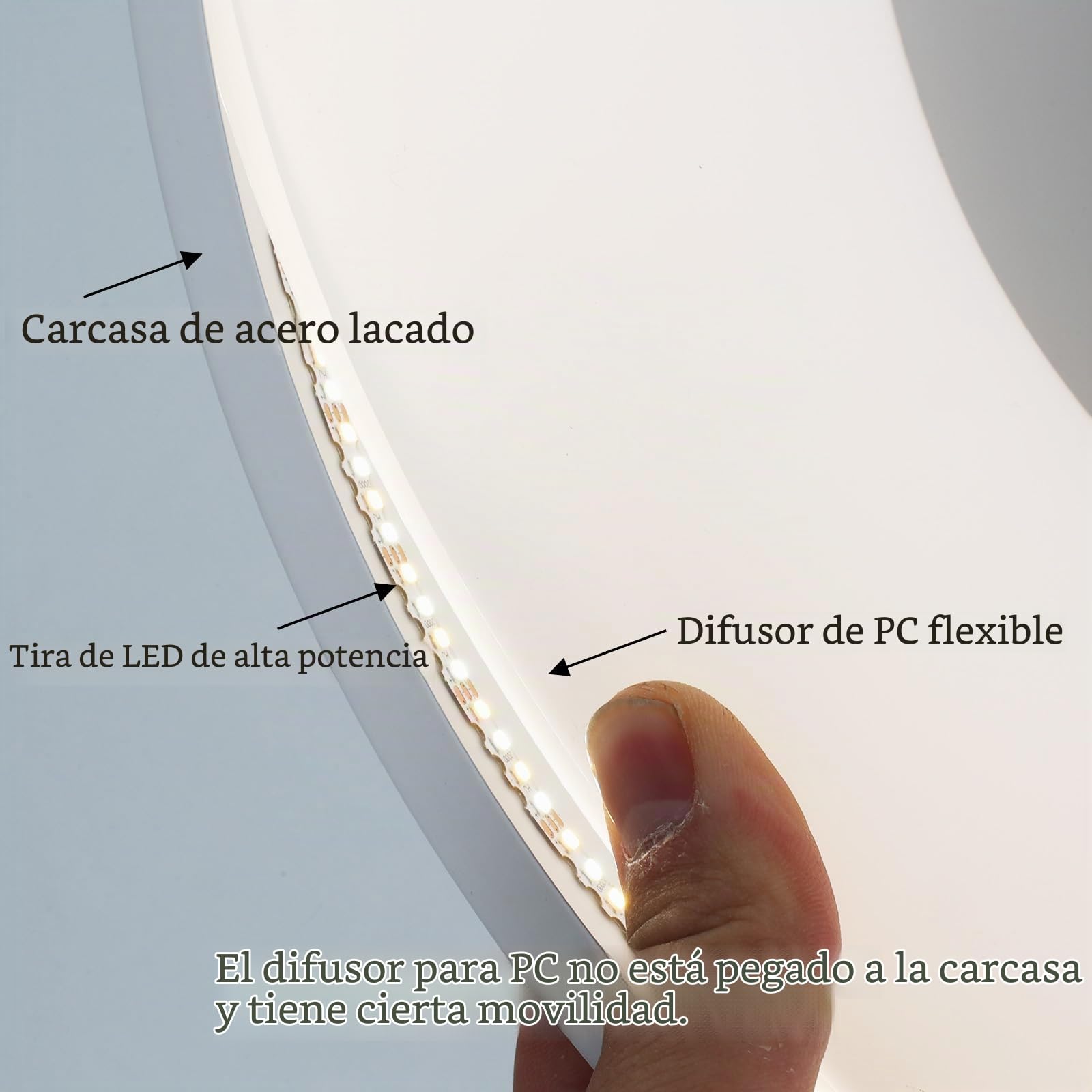 Alpinaluz Plafón LED Techo Ø50 cm 40W 5000lm en Acero Blanco Mate – Selector de Color CCT 3000K/4000K/6000K – Luz Blanca Regulable – Diseño Moderno para Salón, Dormitorio, Cocina