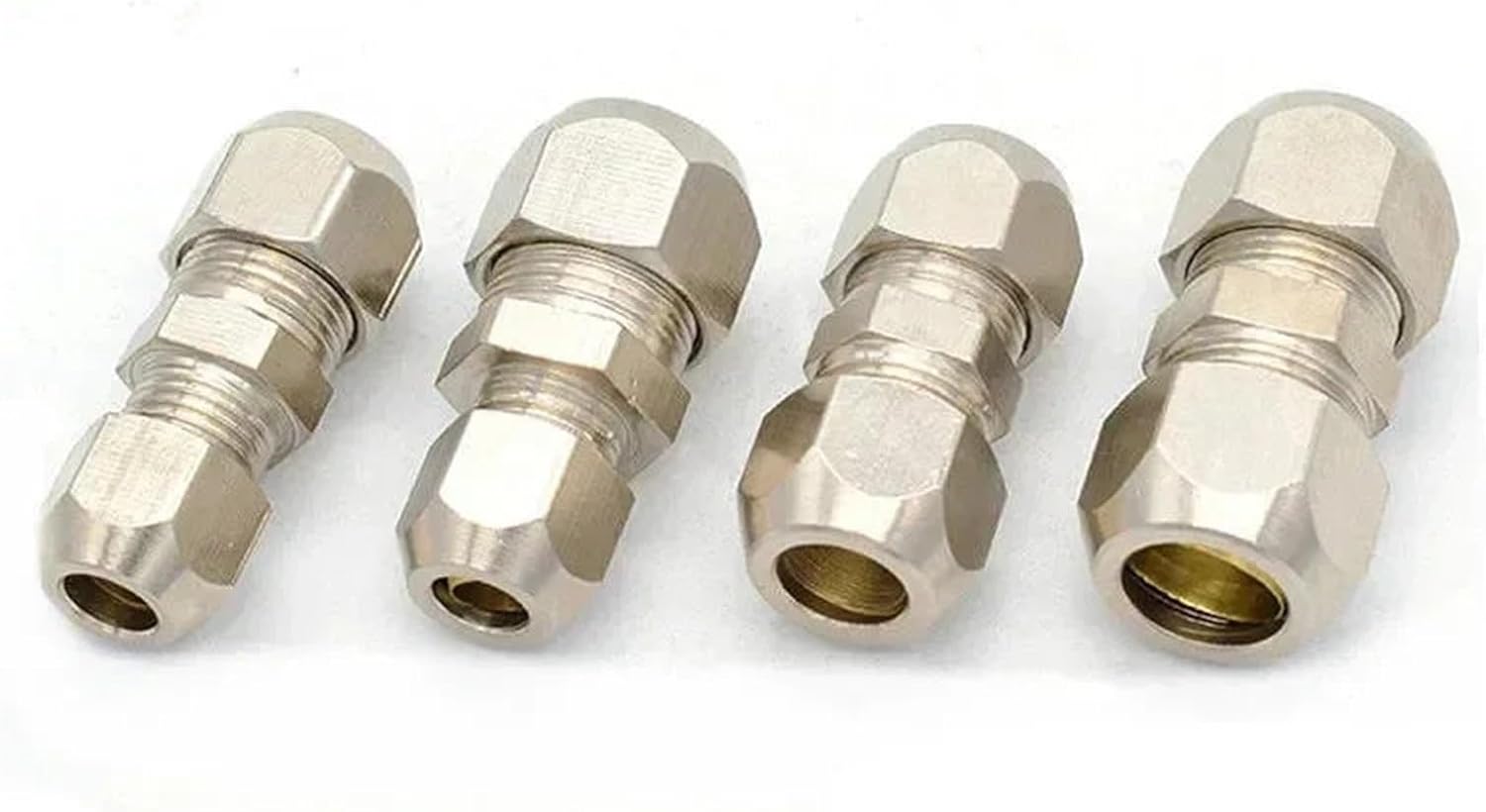 Compression Ferrule Tube Fitting 6-4 8-10 10-12 Brass Pipe Double End Tubing Ferrule Joint Tubing Nut Lock Double Straight PU PG(PU4mm)