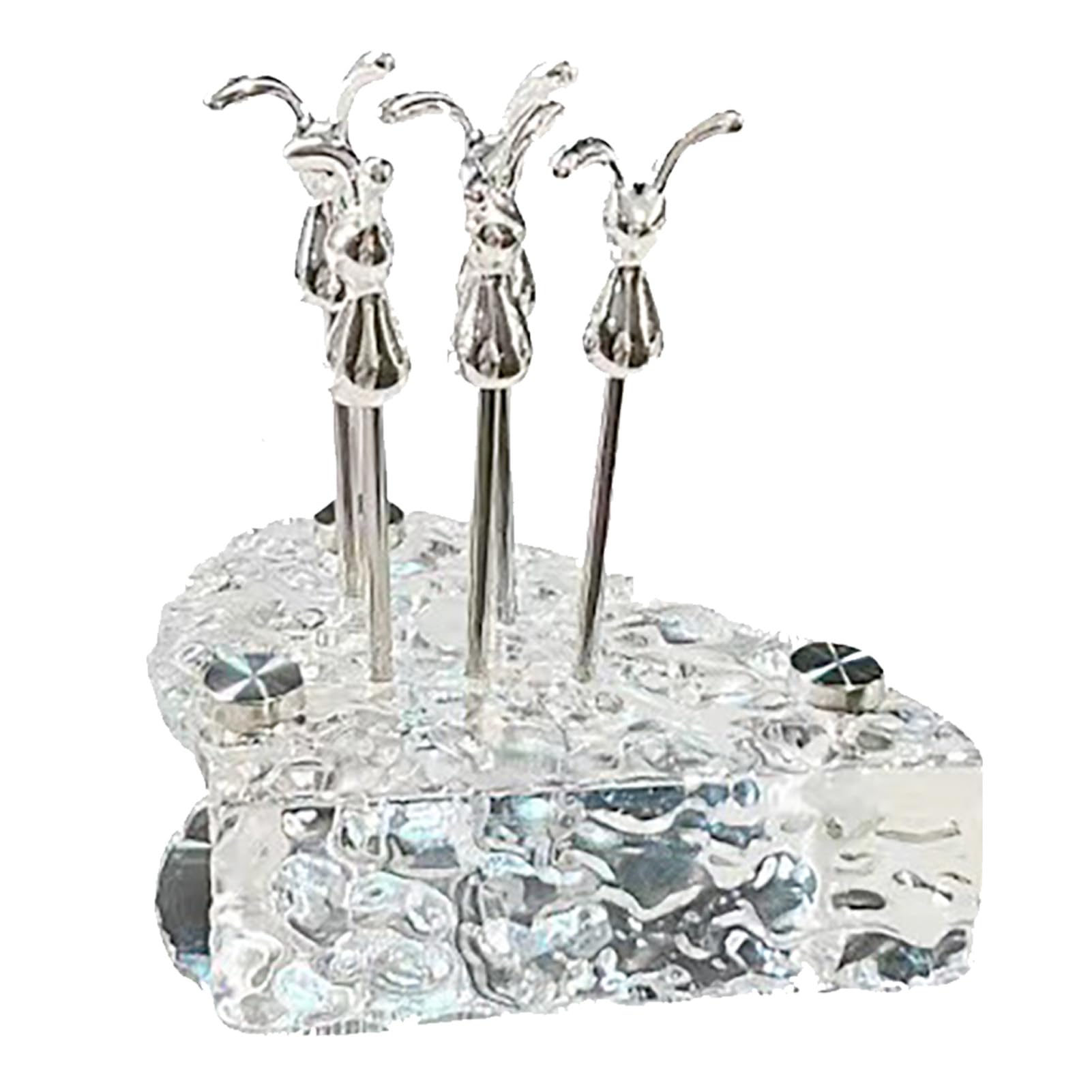 Sunicon 6Pcs Rabbit Shape Fruit Fork Set, Stainless Steel Fruit Stick Small Dessert Cake Fork with Base, Fruit Forks Salad Forks Food Picks for Easter Party Favors Cake Dessert