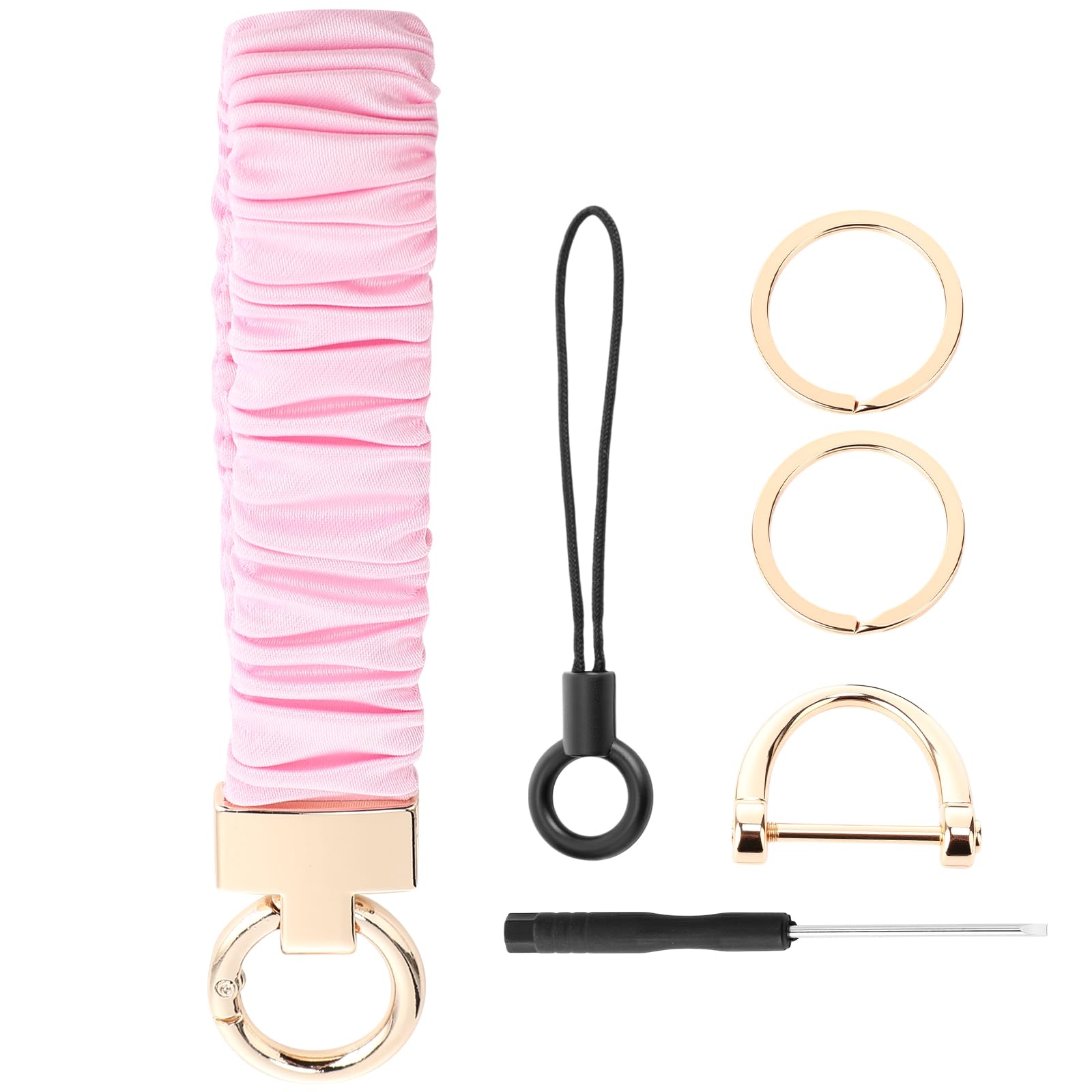 Sylixonae Cute Scrunchie Keychain Wristlet for Women & Men - Stretchy Car Key Holder with D Ring for Gym, Shopping, Travel