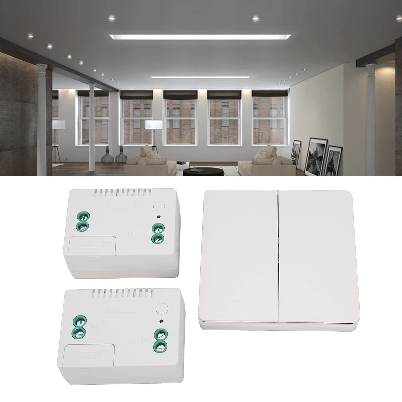 Cryfokt Interruptor de Luz Inalámbrico, Control Remoto con Receptor 433 MHz, Alcance Exterior de 200 M for Hogar y Oficina