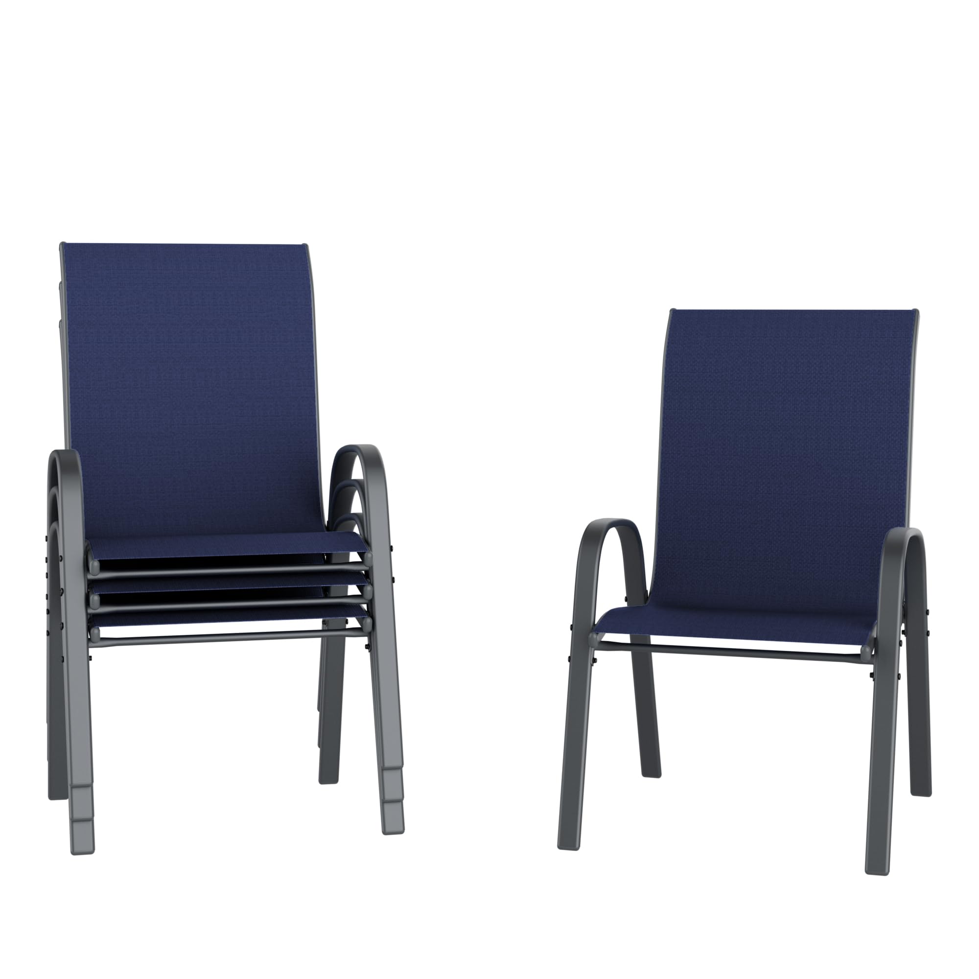 Amopatio Garden Chairs Set of 4, Stackable Dining Chairs Patio Chair for All Weather, Breathable Garden Outdoor Furniture for Backyard, Deck, Blue