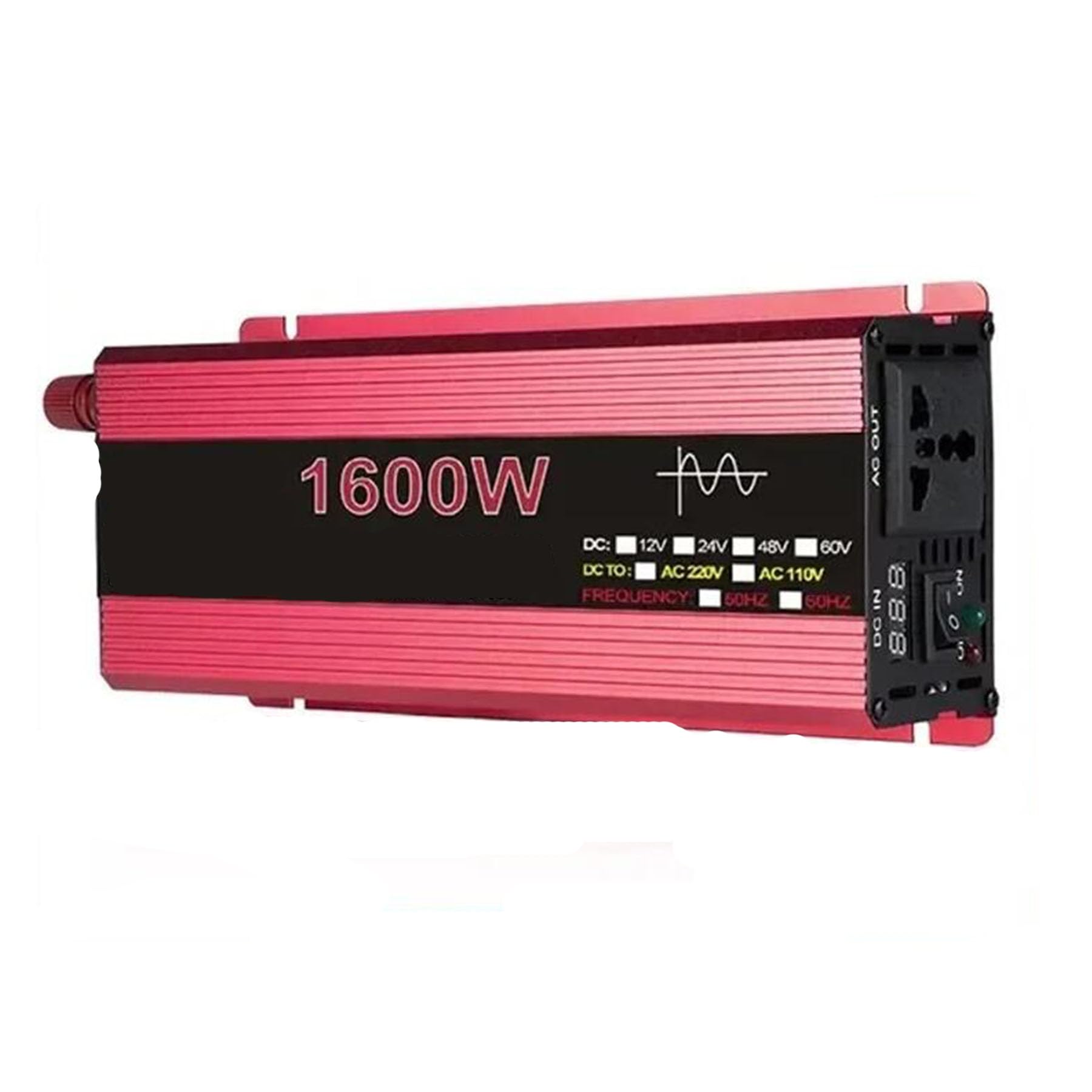 Onduleur de voiture 12V 24V vers 220V CA avec affichage numérique simple et prise unique de 1600W