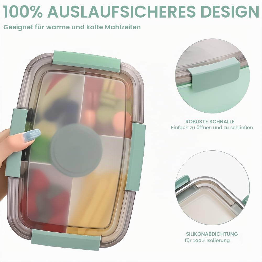 Bugucat Lunchbox Erwachsene 2000ML 2 Set,Auslaufsichere Brotdose Bento Box mit Fächern für Kinder,Salatbehälter Salatbox to Go mit Gabel,Brotdose Frühstücksbox für Schule