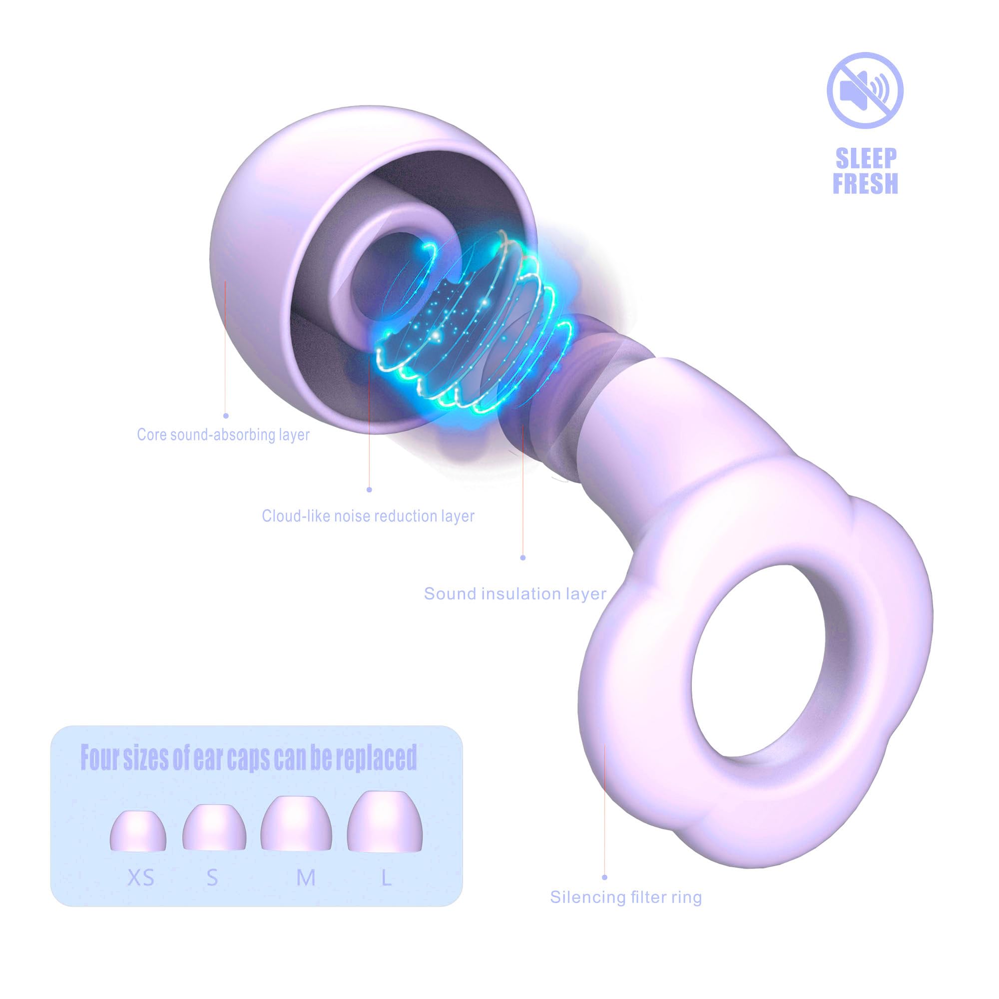 Tapones para los oídos (morado, talla única)