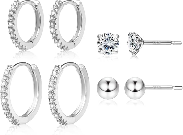 ALEXCRAFT Hoop Earrings Set for Women 14k Gold Plated Small Hoops Pack Cubic Zirconia Hoop Earrings Large Hoop Earrings for Teen Girls
