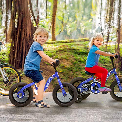 Uenjoy 2 in 1 Kids Bike & Balance Bike for 2-4 Years Old Boys & Girls, Easy to Assemble,W/Detachable Training Wheels 12” Starter Toddler Balance Bike Height Adjustable Bicycle,Blue - Thumbnail 5