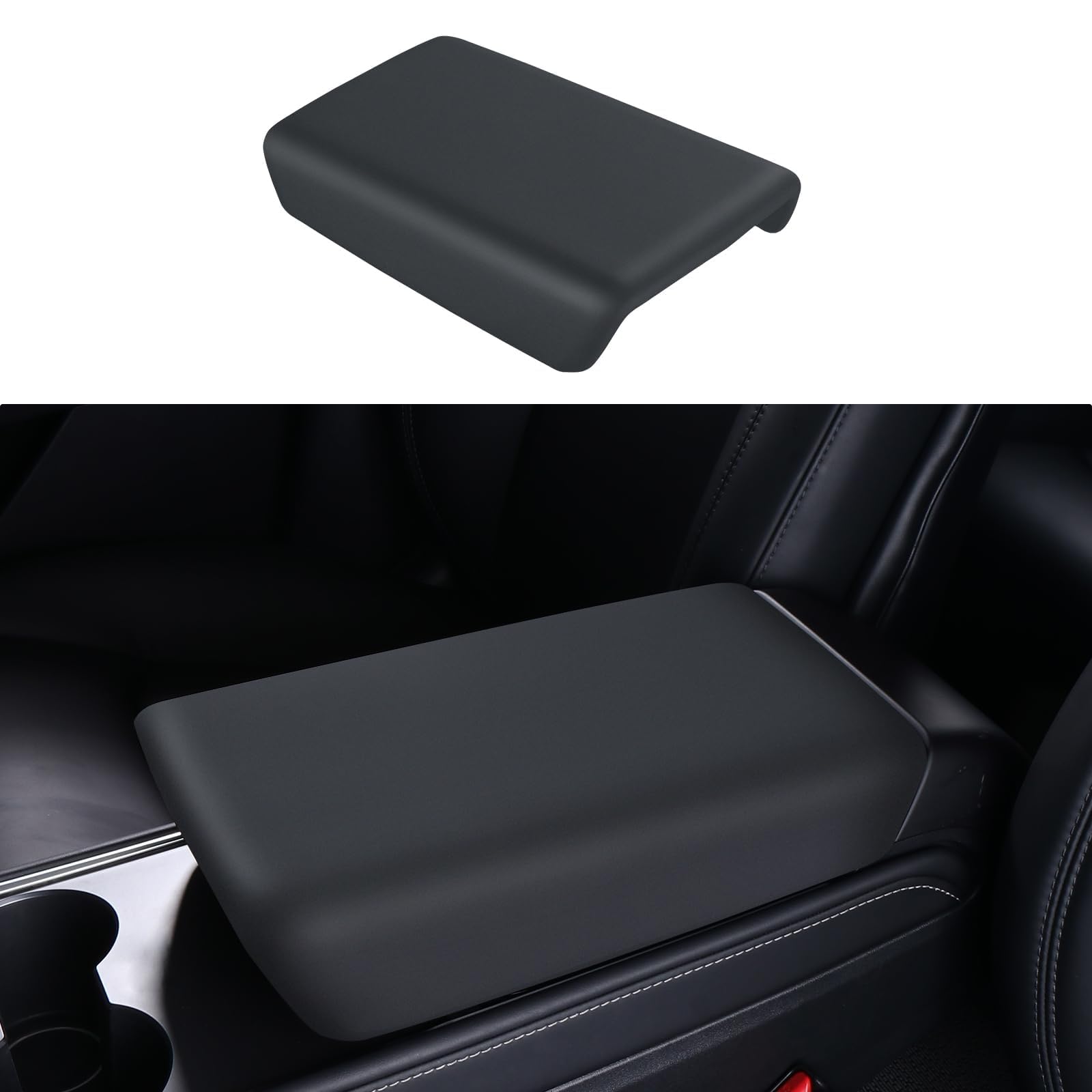 Premium Armrest Cover for Tesla Model 3 2025 2024 Highland & Model Y Juniper (2025-2026) - Durable Center Console Protector Mat, Anti-Scratch Car Interior Accessory (Black)
