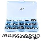 9KM DWLIFE Fishing Rod Tip Repair Kit 65pcs, Black Stainless Steel, Wear Resistant Ceramic Ring, Rod Tip Repair Kit