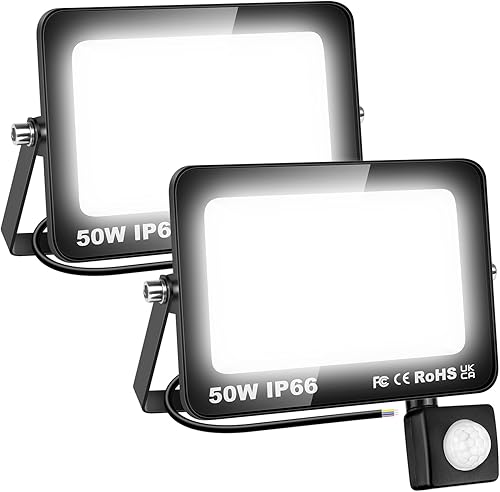 Willpower 2 unids LED Floodlight 50W 5000lm LED luces de seguridad al aire libre con sensor de movimiento LED luz de trabajo IP66 impermeable PIR
