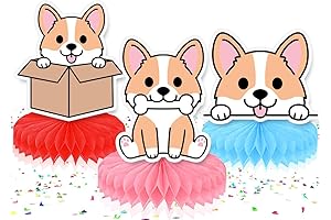 Cute Corgi 5 Pcs Table Honeycombs Centerpiece - Delightful Corgi Birthday Decorations