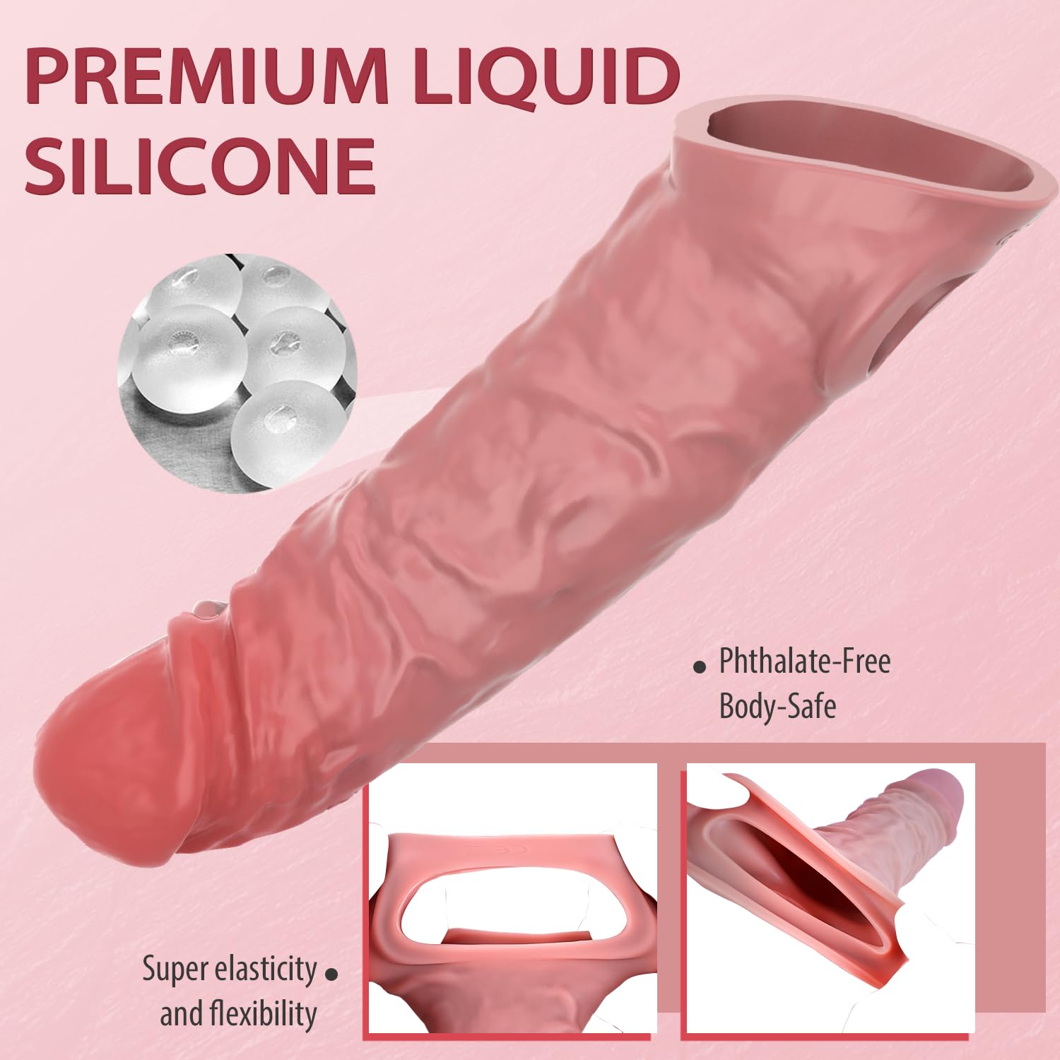 Sexytoysys Coppia Giochi Erotiici per Coppie - Sex Toys Guaina Fallica Uomo, Sex Toys Vibratore per Uomo, Giochi Sessuali 10 Modalità Vibrazione, Exytoysys Estensore Pene Prolunga 6CM Anello Vibrante